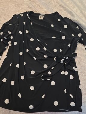 Anne Klein Black Wrap Top